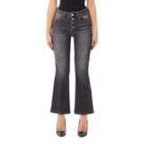 Kadın Eskitme Desenli Normal Kalıp Bol ve Kısa Paçalı Denim Gri Pantolon UF5040D4615-87352