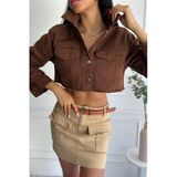 Kadın Etek Ucu Püsküllü Crop Denim Ceket