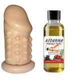Kadın Etkilemeye Yardımcı Tırtıklı Uzatmalı Prezervatif 50 ml Çilekli Yağ Hediye