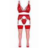 kadın fantezi jartiyer set, fileli çoraplı bayan jartiyer takım, kadın fantezi giyim, bayan gecelik, fantazi iç giyim (kırmızı, L-XL)
