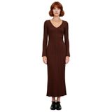 Kadın Fashion Forward Bodycon Uzun Kollu V Yaka Maxi Triko Elbise Gündüz Ve Gece Şıklığı Kaliteli