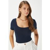 Kadın Favor Lux Touch Yumuşak Doku U yaka Lacivert Bluz XL