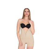 Kadın Fermuarlı Agraflı Askılı Kısa Paça Ten Body Korse 9033