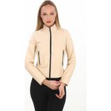 Kadın Fermuarlı Kısa Model Hakiki Deri Mont - 07 - 2XL - Krem