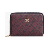 Kadın Fermuarlı Monogram Baskılı Kompakt Cüzdan - Bordo - Space Blue