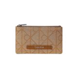 Kadın Fermuarlı Monogram CK Logo Desenli Kart Bölmeli Kahverengi Kartlık LV04F1162G-8DZ
