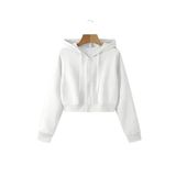Kadın Fermuarlı Oversize Kapşonlu Crop Hırka