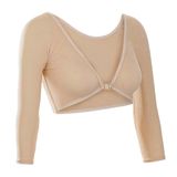 Kadın file tişört 3/4 kollu Crop Top bluz şeffaf çift taraflı giyilebilir büyük beden kadın (, Haki., L