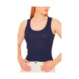 Kadın Fitilli Görünümlü Kalın Askılı Basic Atlet Body%90 Pamuk%10 Likra (lacivert, XL)