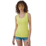 Kadın Fitilli Görünümlü Kalın Askılı Basic Atlet Body%90 Pamuk%10 Likra (SARI, M)