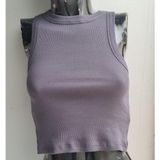 Kadın Fitilli Halter Yaka Crop Atlet - XS - Antrasit