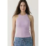 Kadın Fitilli Halter Yaka Crop Bluz - Lila
