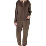 Kadın Fitilli Pijama Takımı Kahverengi