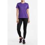 Kadın Fitness Pilates Koşu Antrenman Yağmurdesen Polyester Kumaş Tişört- Mor