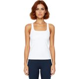 Kadın Fitted Dalgıç Kumaş Spor Üst Bluz Kare Yaka Kalın Askılı Örme Sporwear Koleksiyonu_Beyaz-L
