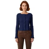 Kadın Fitted Düğmeli Uzun Kollu Örme Bluz Kaliteli Şık Rahat Modern Zarif Günlük_Lacivert-XS