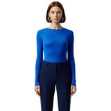 Kadın Fitted Viskoza Elastan Karışımlı Bluz Pembe Bisiklet Yaka Crop Kesim Uzun Kollu Tüm Sezonlar_Saks-XS