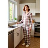 Kadın Flanel Ekose Pijama Takımı Gömlek Yaka Uzun Kollu Fonksiyonel Dayanıklı Kaliteli Şık