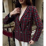 Kadın Fleto Cep Düğme Detay Tüvit Kumaş Astarlı Blazer Ceket - Bordo