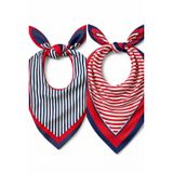 Kadın Fular 2'li set 50x50 Kare Bandana Eşarp Rayon İtalyan Dikişli Boyun Fuları Saç Bandana (Kırmızı -Lacivert)