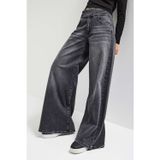 Kadın Füme 4s6-14 Palazzo Fit Kemer Detaylı Elastan Kumaş Denim Jean