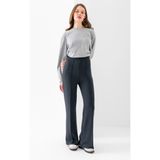 Kadın Füme Modal Bol Paça Çımalı Yüksek Bel Yumuşak Dokulu Beli Lastikli Likralı Pantolon - 2XL