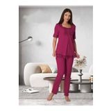 Kadın Fuşya Dantelli Hamile Lohusa Pijama Takımı, S, ET6032EF-89D0018312057