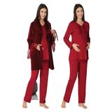 Kadın Fuşya Kadife Sabahlıklı Hamile Lohusa Pijama Takımı, S, Effortt8088-19804IGP266652