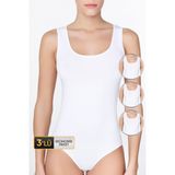 Kadın Geniş Askılı Beyaz Body 761 3'lü Ekonomik Paket