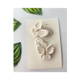 Kadın Girişimciler Atölyesi Toka Kelebek Beyaz 2 'li Çıt Çıt Toka Handmade Niş Saç Aksesuarı