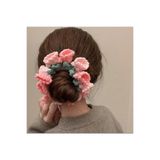 Kadın Girişimciler Atölyesi Toka Laleli Zerafet Şıklık Handmade % 100 Cotton Niş Trend Lastik Topuz Tokası