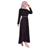 Kadın Giyim Abiye Moda Eteği Volanlı Kemeri Taşlı Tesettür Abiye Elbise 2497 Siyah 50