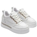 Kadın Gizli Topuklu Sneaker 8 cm Boy Uzatan Ortopedik Spor Ayakkabı Topuk Dikeni Destekli Rahat Günlük Platform Sneaker (Beyaz, EU Ayakkabı Beden Sistemi, Yetişkin, Kadın, Sayısal, Orta, 37)