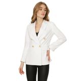 Kadın Gold Düğmeli Blazer Ceket Beyaz 36