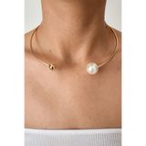 Kadın Gold İnci Detaylı Tasma Choker Kolye