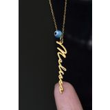 Kadın Gold Kaplama Gözlü İsimli 925 Ayar Gümüş Kolye