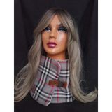 Kadın Gri Ekose Silikon Dolgulu Polar Kumaş Neck Warmer