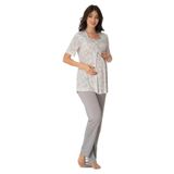 Kadın Gri Hamile Lohusa Kısa Kollu Pijama Takımı, XL, ET8012EF-19804IGP252959
