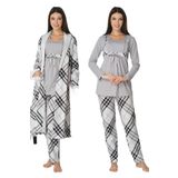 Kadın Gri Hamile Lohusa Pijama Takım Sabahlık 8084, XL, 8084G-89D0018311642