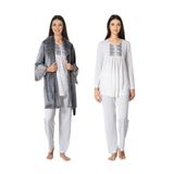 Kadın Gri Kadife Sabahlıklı Hamile Lohusa Pijama Takımı, L, 0045-19804IGP252671