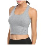 Kadın Gri Melanj U Yaka Yüzücü Sırtlı Crop Top Büstiyer