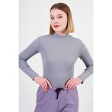 Kadın Gri Yarım Balıkçı Yaka Bluz - 10677 Gri M
