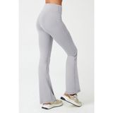Kadın Gri Yüksek Bel Toparlayıcı Çift Cepli İspanyol Paça Tayt Bootcut