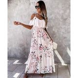 Kadın Gül Desenli Maxi Boy Mikro Kumaş Elbise