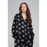 Kadın Gül Desenli Oversize Rahat Kesim Gömlek