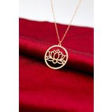 Kadın Gümüş Rose Lotus Çiçeği Kolye