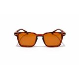 Kadın Güneş Gözlüğü, Kare Çerçeve, Kahverengi Leopar Desen, Amber Camlı, Retro Stil