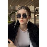 Kadın Güneş Gözlük Metal Çerçeve UV400 Koruma - Siyah