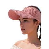 Kadın Güneş Siperliği, Pembe, Örgü Desenli, Geniş Siperli, Tenis Vizör, Plaj ve Spor İçin