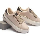 Kadın Günlük Ortopedik Kaymaz Kırılmaz Taban Konforlu Ortopedik Sneakers Spor Ayakkabı - Bej
